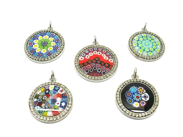 Murano Glass- Metal pendant with Strass 
