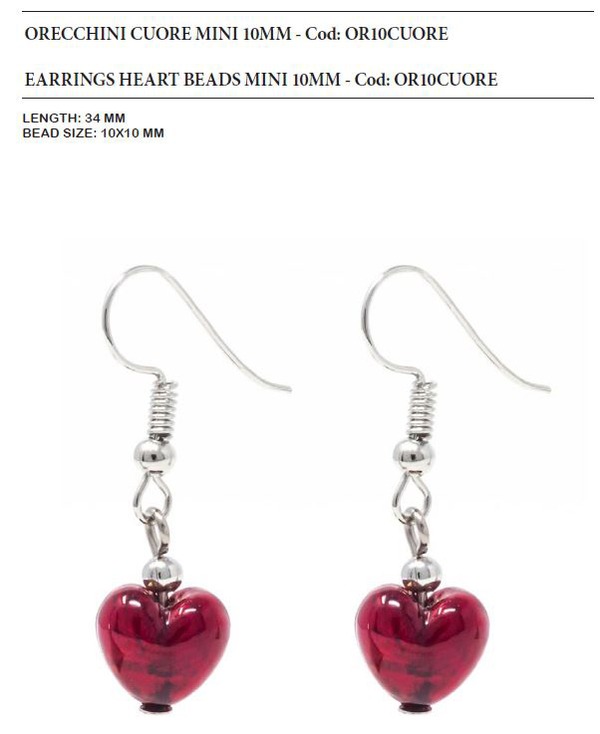 Murano Glass Heart Earrings