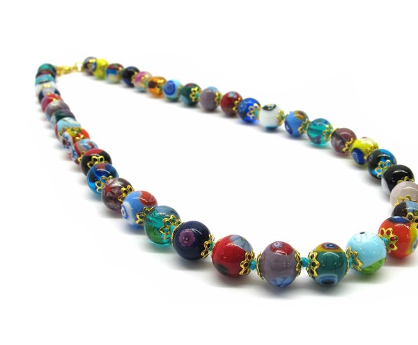 Murano Glass Necklace - Mod. Mosaico, 43 cm