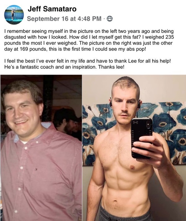 Jeff went from FAT to RIPPED following the principles covered in the Lose Your Gut Challenge!