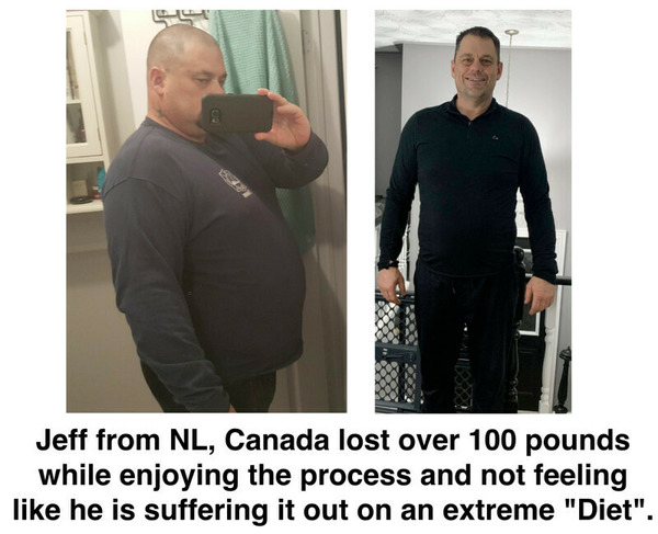 Jeff lost over 100 pounds and did so without dieting.