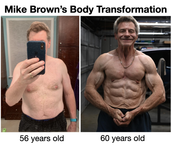 Mike Brown's muscle after 60 transformation