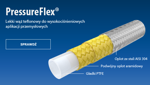 Lekki wąż teflonowy do wysokociśnieniowych aplikacji przemysłowych