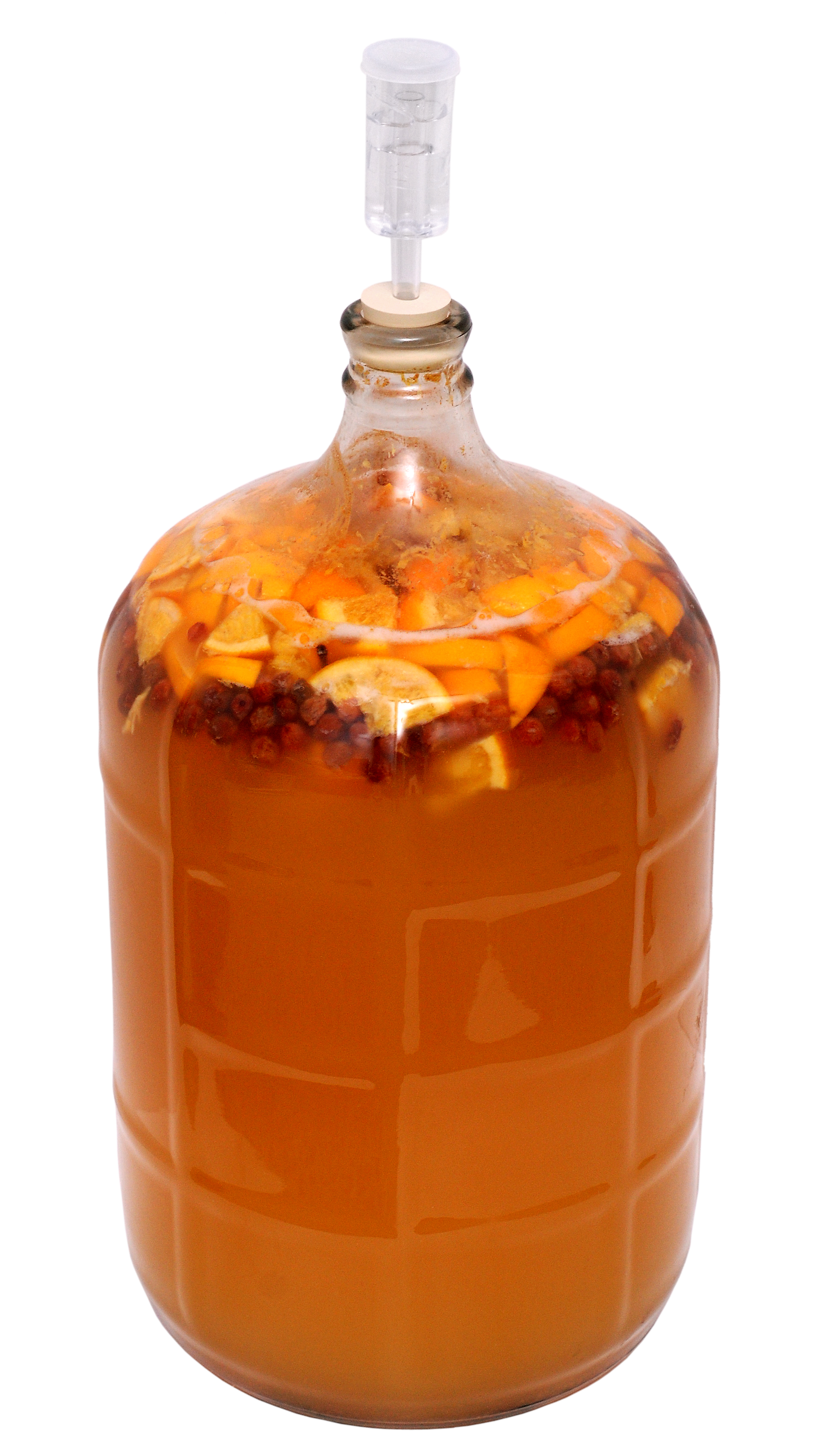 Fruit Honey Wine Mead in a glass demijon with stopper