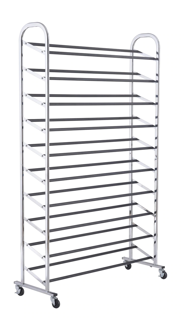 Put all your shoes in this 10 Tier Shoe Rack Chrome! Vertically standing so it won't take up too much space