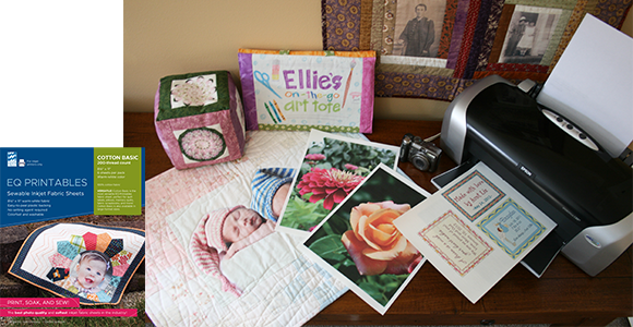 Product Spotlight: Printable Inkjet Fabric Sheets If you've ever wanted to make a memory quilt, special gift, or labels for your quilts, use EQ Printables inkjet fabric sheets for the best quality and long-lasting prints. These sheets are super easy to use and so versatile! Shop Printables >