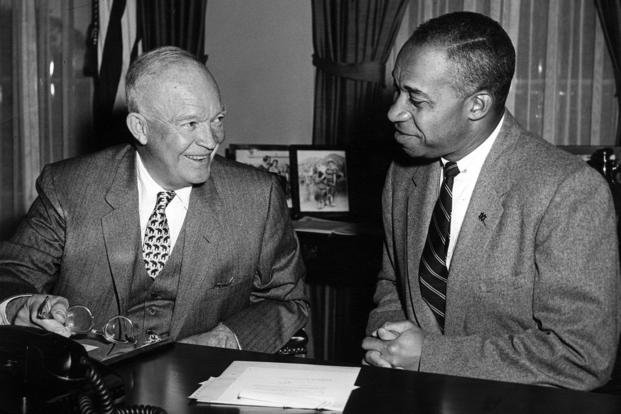 Dwight D. Eisenhower, left, was one of only two presidents who earned the rank of 5-star general. (Courtesy of Dwight D. Eisenhower Library)